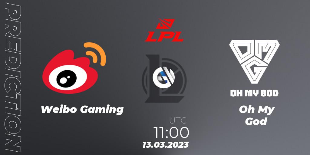 Prognoza Weibo Gaming - Oh My God. 13.03.2023 at 09:00, LoL, LPL Spring 2023 - Group Stage