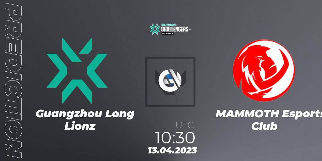 Prognoza Guangzhou Long Lionz - MAMMOTH Esports Club. 13.04.2023 at 10:30, VALORANT, VALORANT Challengers 2023: Oceania Split 2 - Group Stage