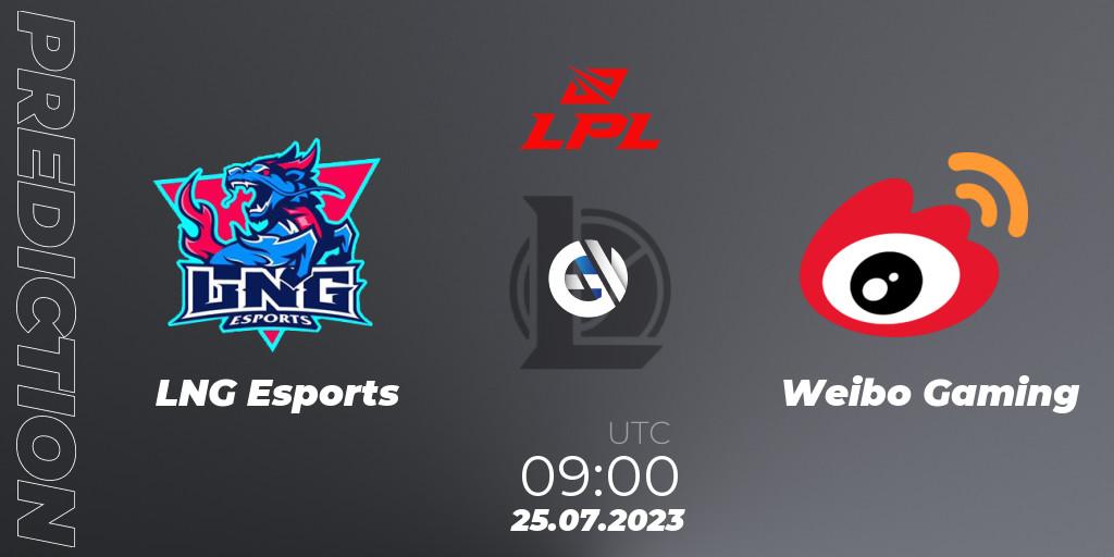 Prognoza LNG Esports - Weibo Gaming. 25.07.2023 at 09:00, LoL, LPL Summer 2023 - Playoffs