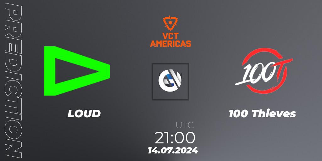 Prognoza LOUD - 100 Thieves. 14.07.2024 at 21:00, VALORANT, VALORANT Champions Tour 2024: Americas League - Stage 2 - Group Stage