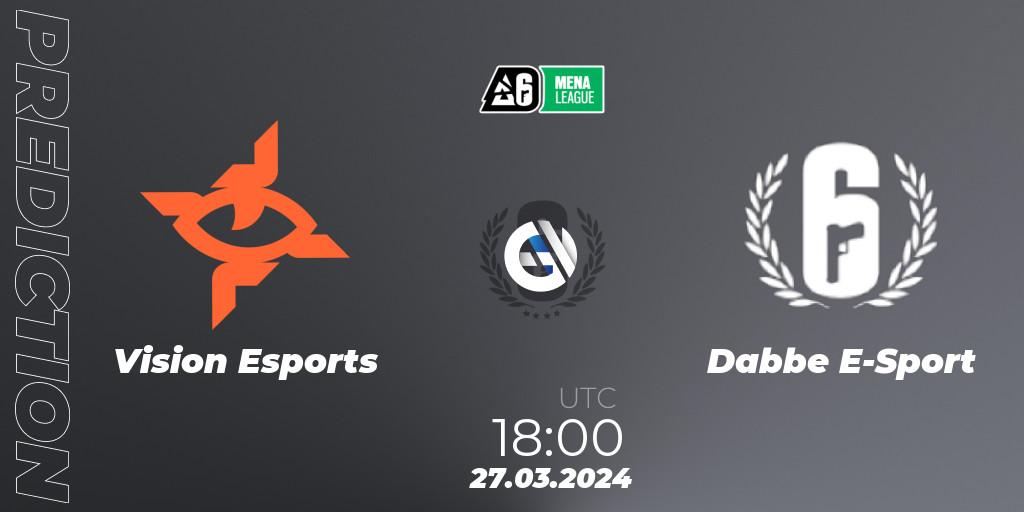 Prognoza Vision Esports - Dabbe E-Sport. 27.03.2024 at 18:00, Rainbow Six, MENA League 2024 - Stage 1