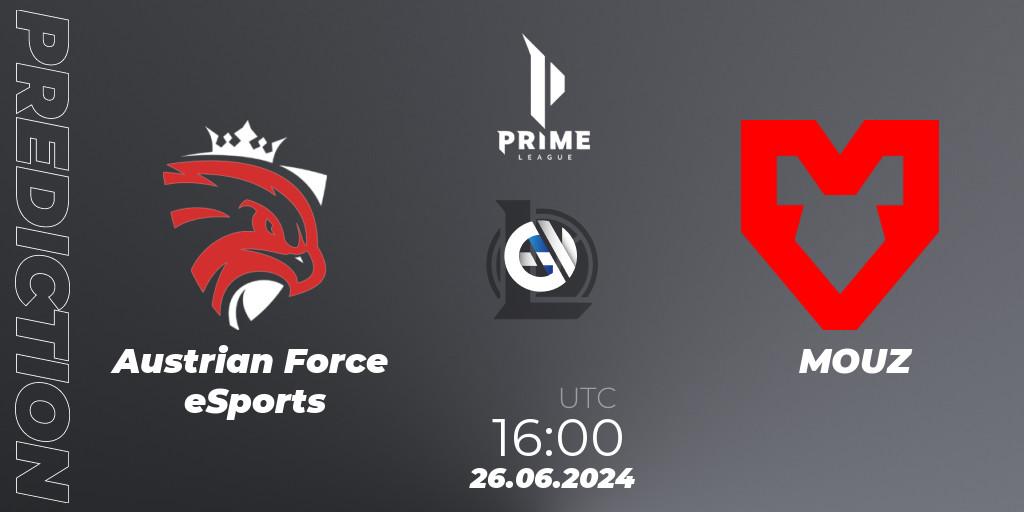 Prognoza Austrian Force eSports - MOUZ. 26.06.2024 at 16:00, LoL, Prime League Summer 2024