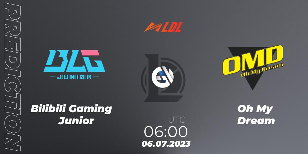 Prognoza Bilibili Gaming Junior - Oh My Dream. 06.07.2023 at 06:00, LoL, LDL 2023 - Regular Season - Stage 3
