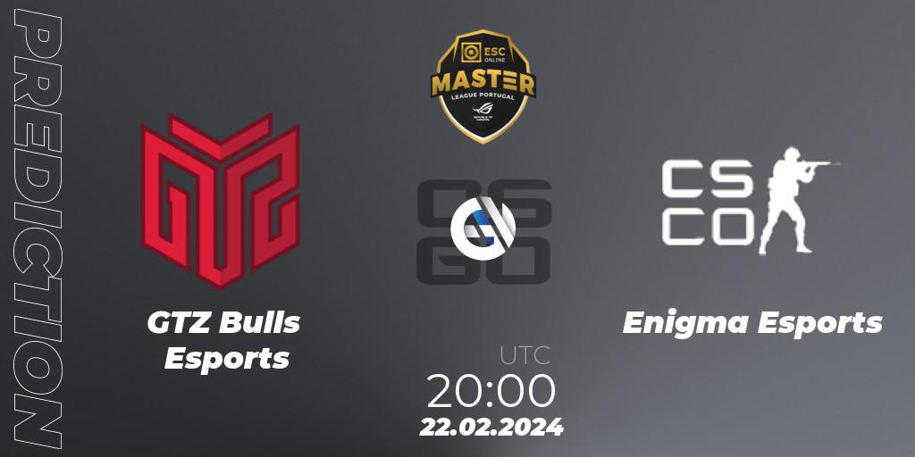 Prognoza GTZ Bulls Esports - Enigma Esports. 22.02.24, CS2 (CS:GO), Master League Portugal Season 13: Closed Qualifier