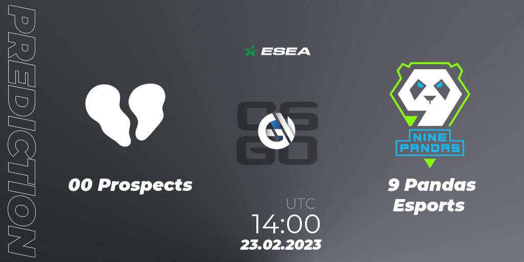 Prognoza 00 Prospects - 9 Pandas Esports. 23.02.2023 at 14:00, Counter-Strike (CS2), ESEA Season 44: Advanced Division - Europe