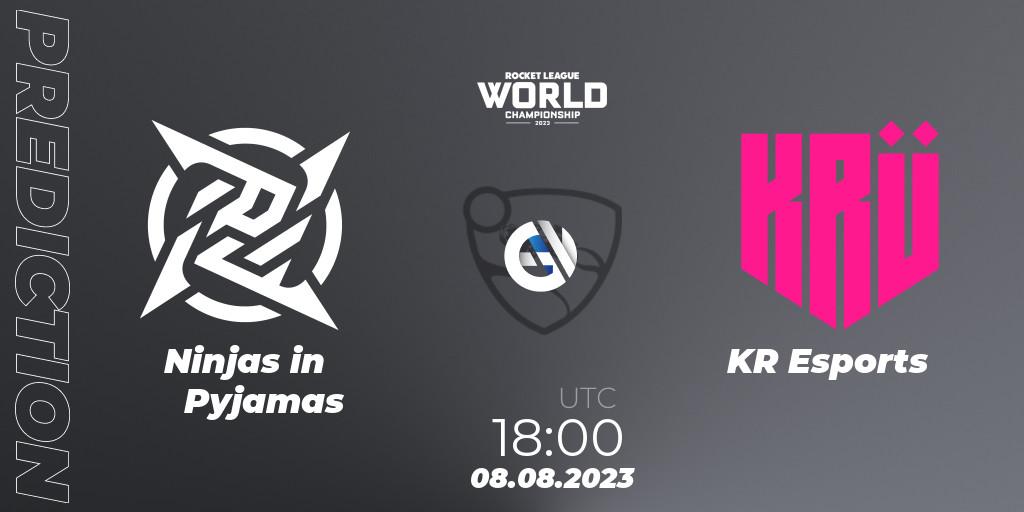 Prognoza Ninjas in Pyjamas - KRÜ Esports. 08.08.2023 at 15:00, Rocket League, Rocket League Championship Series 2022-23 - World Championship Group Stage