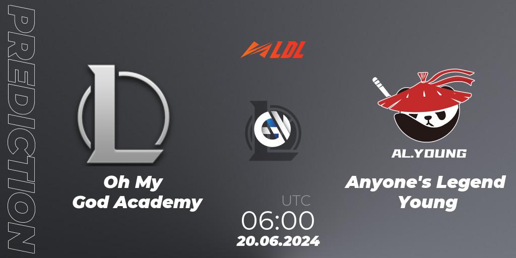Prognoza Oh My God Academy - Anyone's Legend Young. 20.06.2024 at 06:00, LoL, LDL 2024 - Stage 3