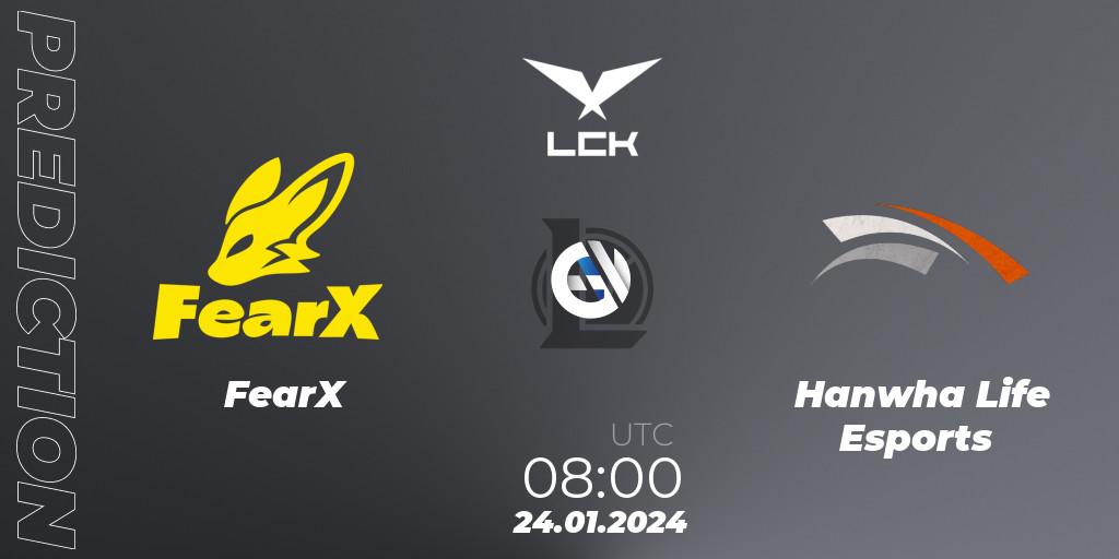 Prognoza FearX - Hanwha Life Esports. 24.01.24, LoL, LCK Spring 2024 - Group Stage