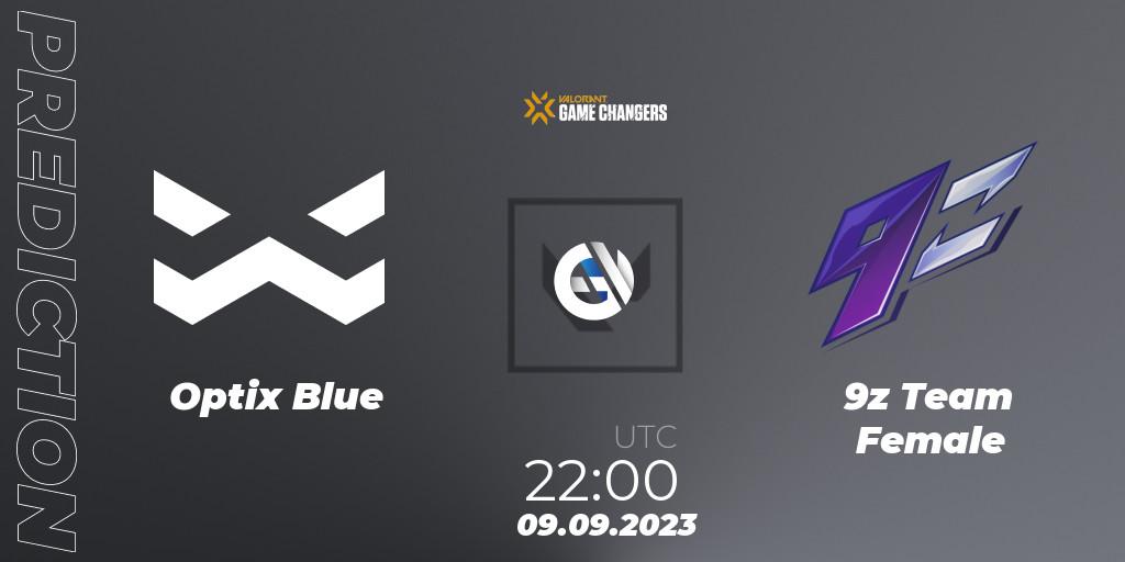 Prognoza Optix Blue - 9z Team Female. 09.09.2023 at 22:00, VALORANT, VCT 2023: Game Changers LAS - Playoffs