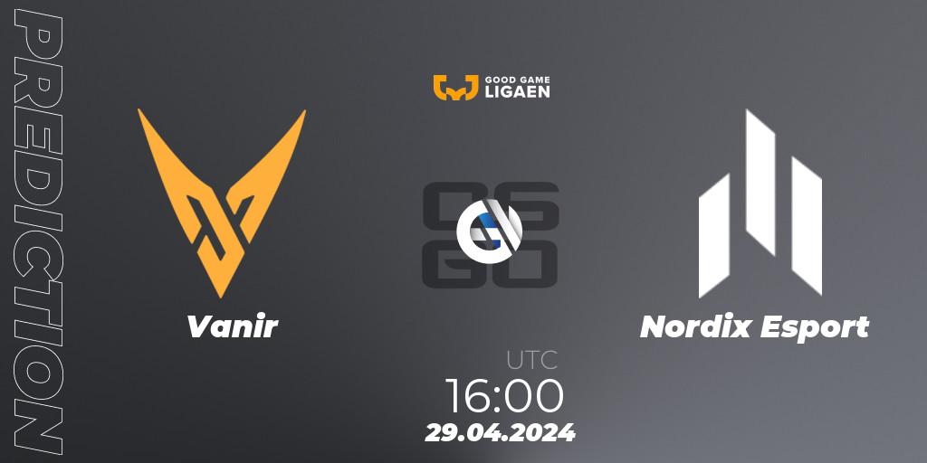 Prognoza Vanir - Nordix Esport. 29.04.2024 at 16:00, Counter-Strike (CS2), Good Game-ligaen Spring 2024