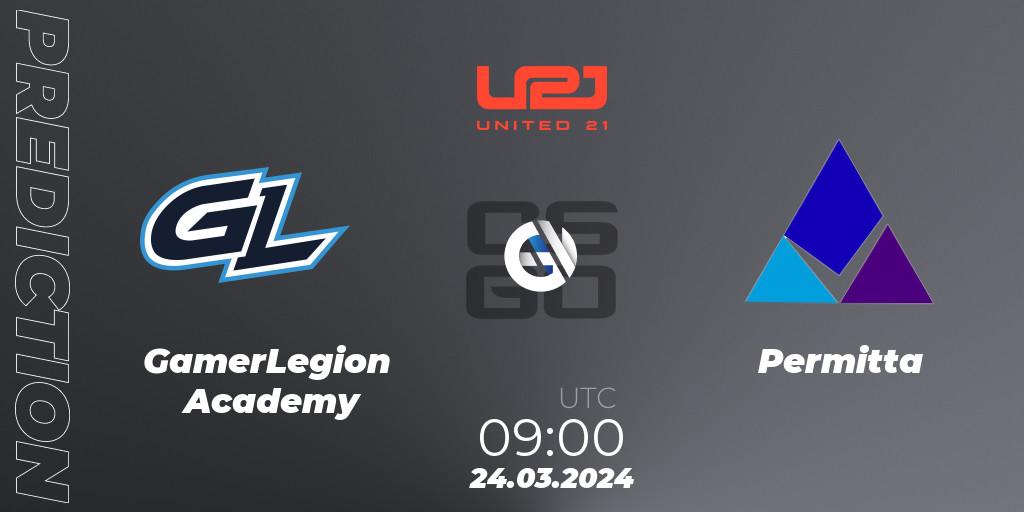 Prognoza GamerLegion Academy - Permitta. 24.03.2024 at 09:00, Counter-Strike (CS2), United21 Season 13