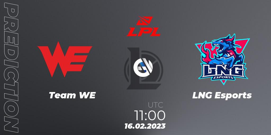 Prognoza Team WE - LNG Esports. 16.02.2023 at 11:30, LoL, LPL Spring 2023 - Group Stage