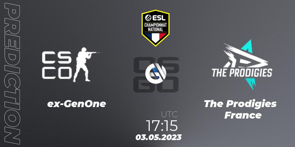 Prognoza ex-GenOne - The Prodigies France. 04.05.2023 at 18:00, Counter-Strike (CS2), ESL Championnat National Spring 2023