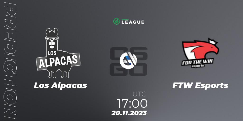 Prognoza Los Alpacas - FTW Esports. 20.11.2023 at 17:00, Counter-Strike (CS2), ESEA Season 47: Advanced Division - Europe