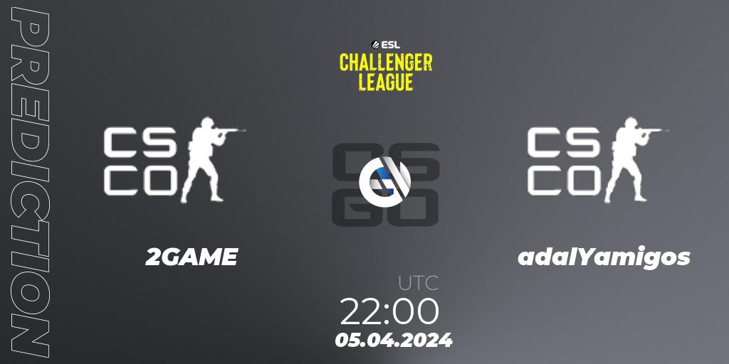 Prognoza 2GAME - adalYamigos. 05.04.2024 at 22:00, Counter-Strike (CS2), ESL Challenger League Season 47: South America