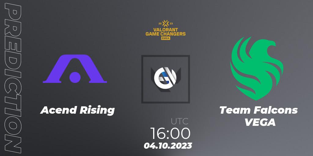 Prognoza Acend Rising - Team Falcons VEGA. 04.10.2023 at 16:00, VALORANT, VCT 2023: Game Changers EMEA Stage 3 - Playoffs