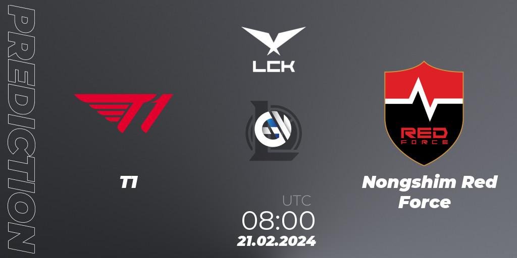 Prognoza T1 - Nongshim Red Force. 21.02.2024 at 08:00, LoL, LCK Spring 2024 - Group Stage