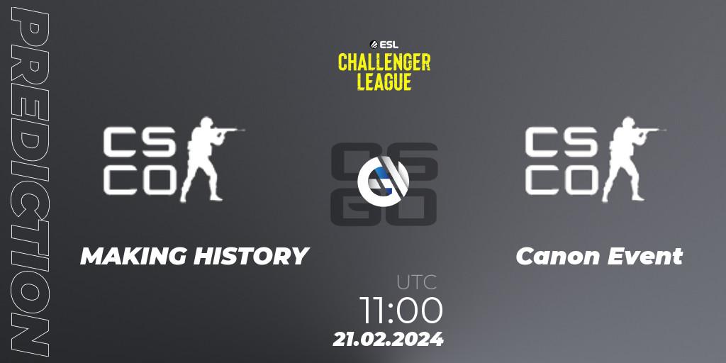 Prognoza MAKING HISTORY - Canon Event. 27.02.2024 at 09:45, Counter-Strike (CS2), ESL Challenger League Season 47: Oceania