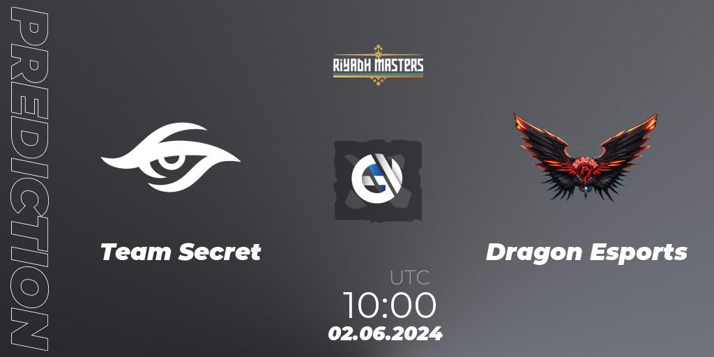 Prognoza Team Secret - Dragon Esports. 02.06.2024 at 10:00, Dota 2, Riyadh Masters 2024: Western Europe Closed Qualifier