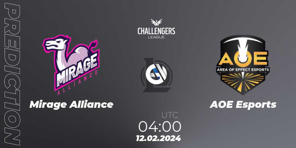 Prognoza Mirage Alliance - AOE Esports. 12.02.24, LoL, NACL 2024 Spring - Group Stage