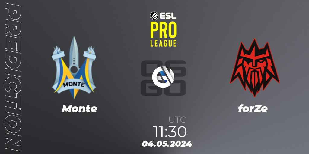 Prognoza Monte - forZe. 04.05.24, CS2 (CS:GO), ESL Pro League Season 19