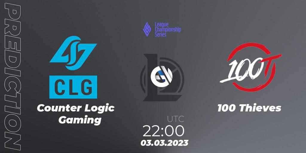 Prognoza Counter Logic Gaming - 100 Thieves. 03.03.23, LoL, LCS Spring 2023 - Group Stage