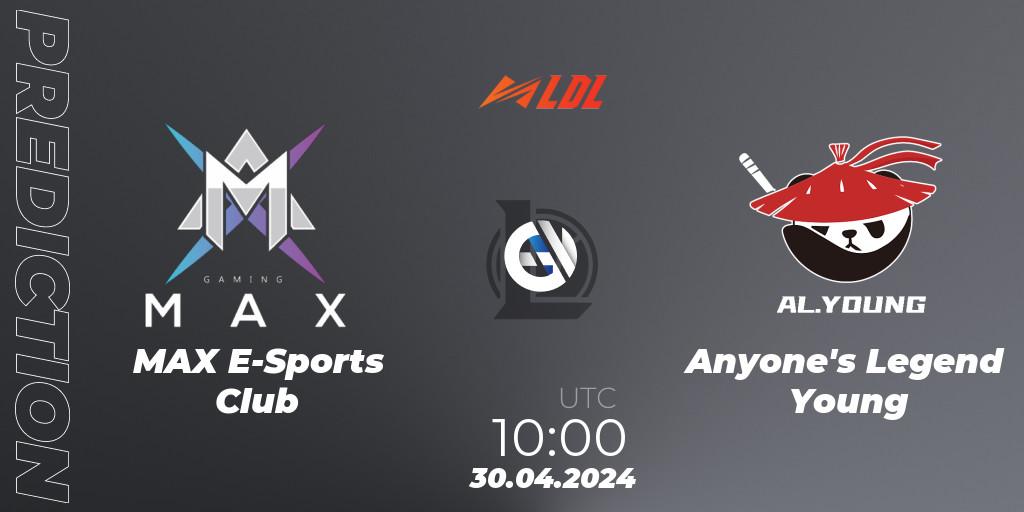 Prognoza MAX E-Sports Club - Anyone's Legend Young. 30.04.2024 at 10:00, LoL, LDL 2024 - Stage 2