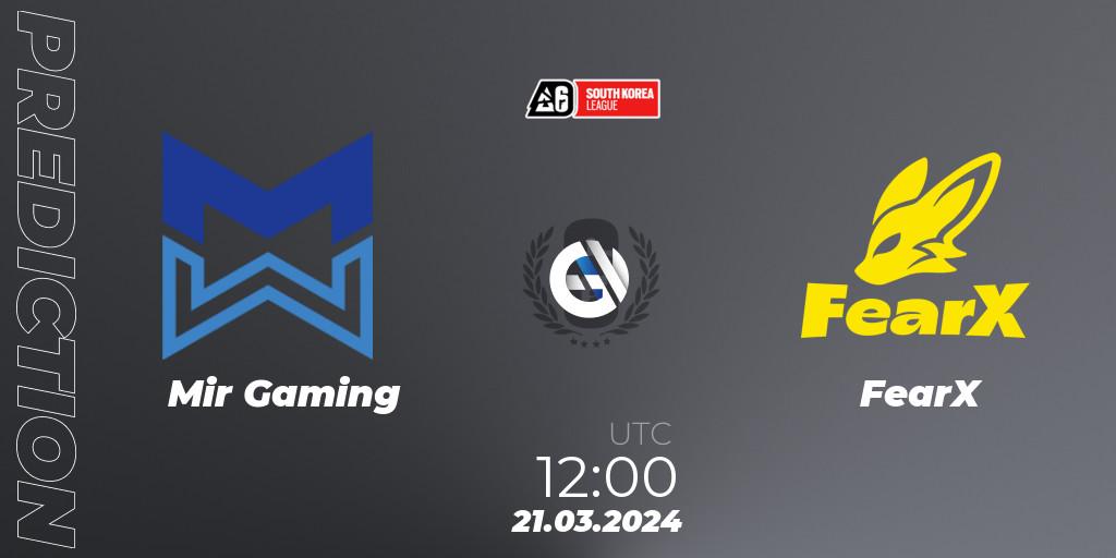 Prognoza Mir Gaming - FearX. 21.03.2024 at 12:00, Rainbow Six, South Korea League 2024 - Stage 1