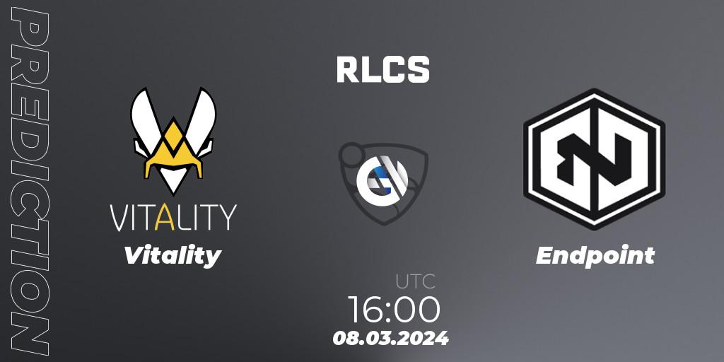 Prognoza Vitality - Endpoint. 08.03.2024 at 16:00, Rocket League, RLCS 2024 - Major 1: Europe Open Qualifier 3