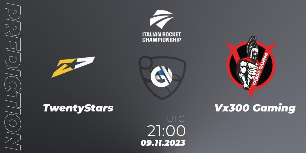 Prognoza TwentyStars - Vx300 Gaming. 09.11.2023 at 21:00, Rocket League, Italian Rocket Championship Season 11Serie A Relegation