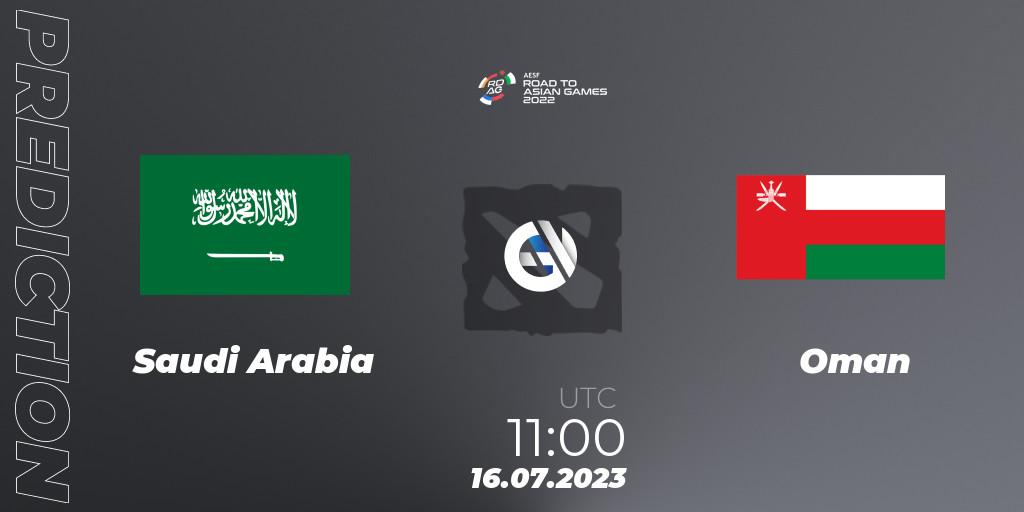 Prognoza Saudi Arabia - Oman. 16.07.2023 at 11:40, Dota 2, 2022 AESF Road to Asian Games - West Asia
