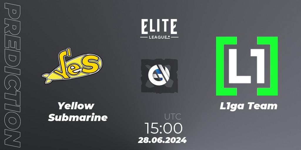 Prognoza Yellow Submarine - L1ga Team. 28.06.2024 at 14:00, Dota 2, Elite League Season 2: Eastern Europe Closed Qualifier