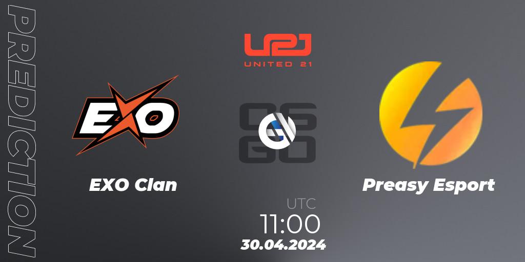 Prognoza EXO Clan - Preasy Esport. 30.04.2024 at 11:00, Counter-Strike (CS2), United21 Season 15