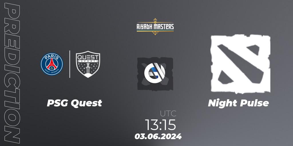Prognoza PSG Quest - Night Pulse. 03.06.2024 at 13:15, Dota 2, Riyadh Masters 2024: MENA Closed Qualifier