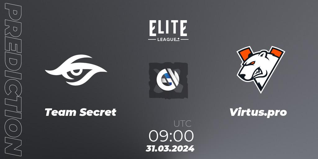 Prognoza Team Secret - Virtus.pro. 31.03.24, Dota 2, Elite League: Swiss Stage
