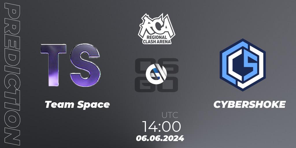Prognoza Team Space - CYBERSHOKE. 06.06.2024 at 14:00, Counter-Strike (CS2), Regional Clash Arena CIS