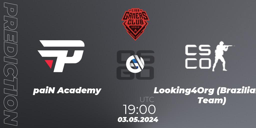 Prognoza paiN Academy - Looking4Org (Brazilian Team). 03.05.2024 at 19:00, Counter-Strike (CS2), Gamers Club Liga Série A: April 2024