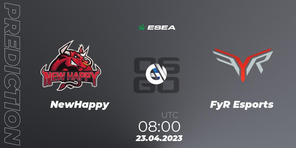 Prognoza NewHappy - FyR Esports. 23.04.2023 at 08:00, Counter-Strike (CS2), ESEA Cash Cup: Asia - Spring 2023 #3