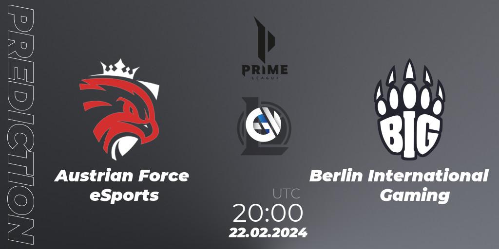 Prognoza Austrian Force eSports - Berlin International Gaming. 24.01.2024 at 18:00, LoL, Prime League Spring 2024 - Group Stage
