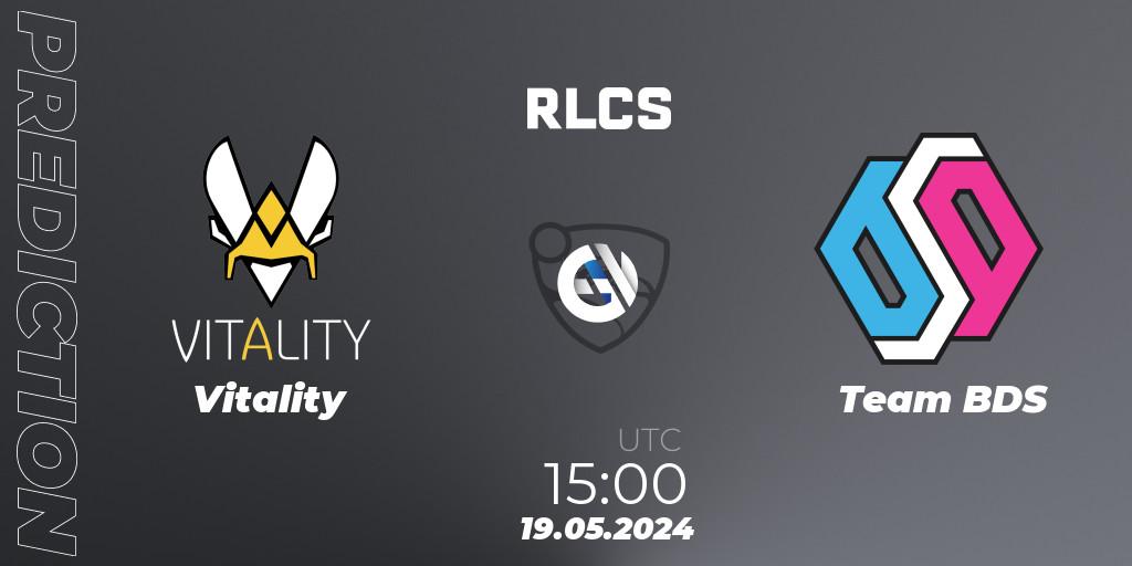 Prognoza Vitality - Team BDS. 19.05.2024 at 15:00, Rocket League, RLCS 2024 - Major 2: EU Open Qualifier 5