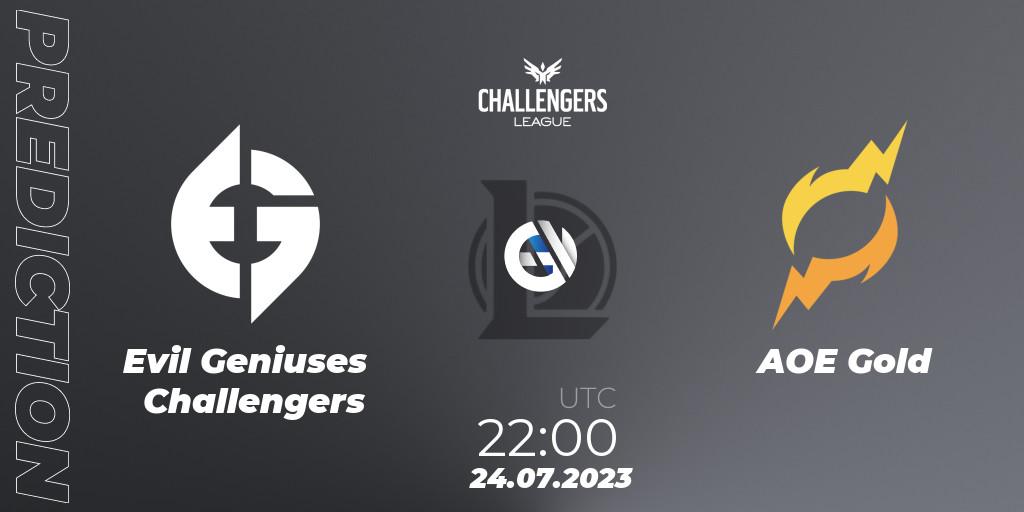 Prognoza Evil Geniuses Challengers - AOE Gold. 25.07.23, LoL, North American Challengers League 2023 Summer - Playoffs