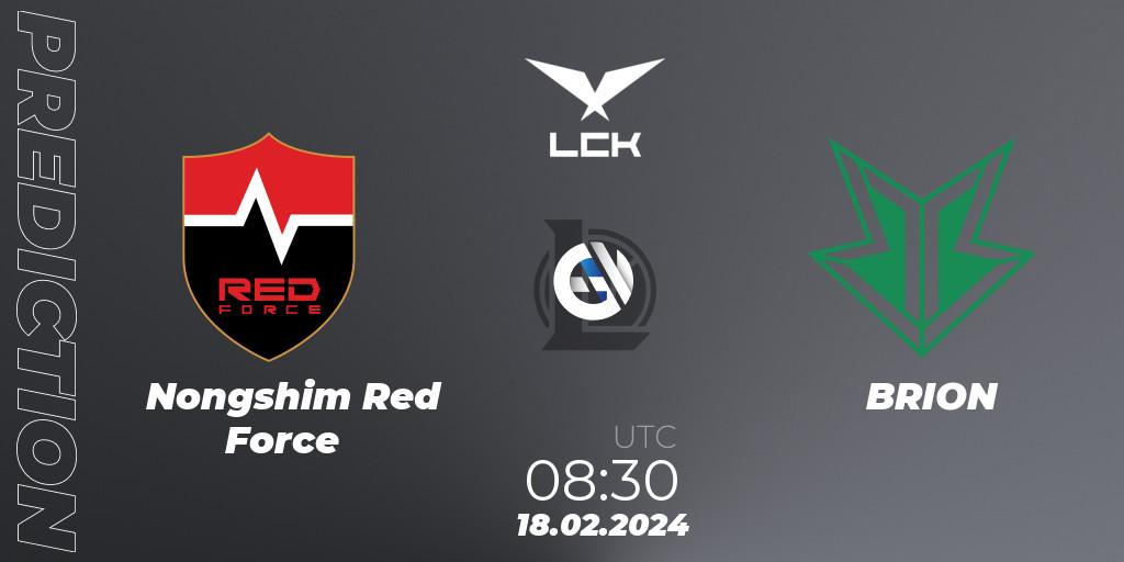 Prognoza Nongshim Red Force - BRION. 18.02.24, LoL, LCK Spring 2024 - Group Stage