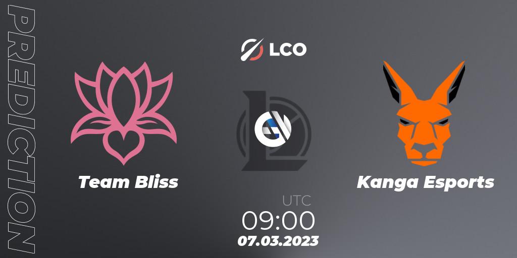 Prognoza Team Bliss - Kanga Esports. 07.03.2023 at 09:00, LoL, LCO Split 1 2023 - Group Stage