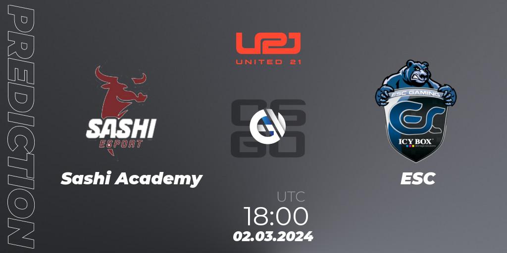 Prognoza Sashi Academy - ESC. 02.03.24, CS2 (CS:GO), United21 Season 11: Division 2