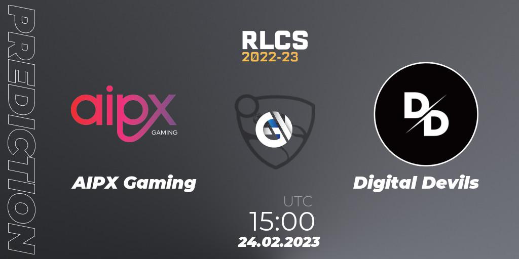 Prognoza AIPX Gaming - Digital Devils. 24.02.2023 at 15:00, Rocket League, RLCS 2022-23 - Winter: Sub-Saharan Africa Regional 3 - Winter Invitational