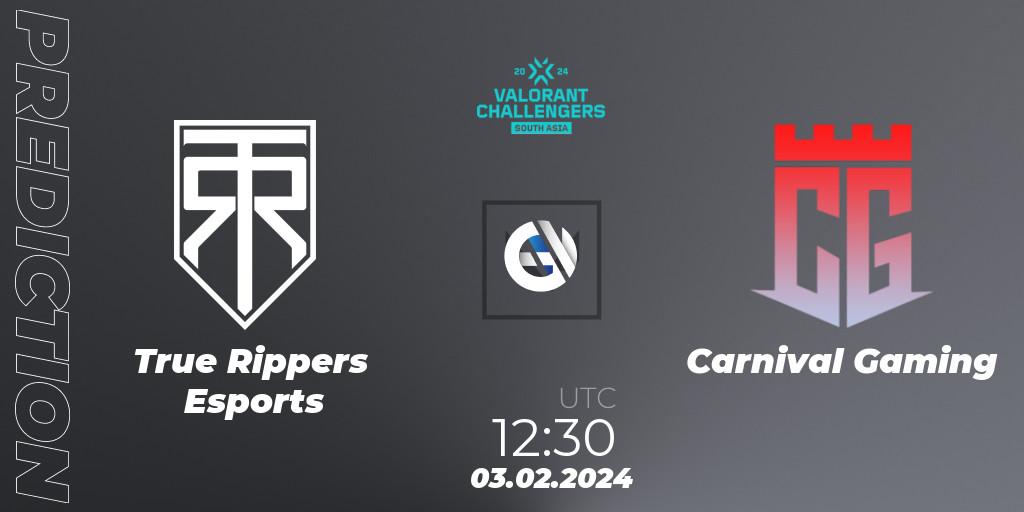 Prognoza True Rippers Esports - Carnival Gaming. 03.02.2024 at 13:00, VALORANT, VALORANT Challengers 2024: South Asia Split 1 - Cup 1