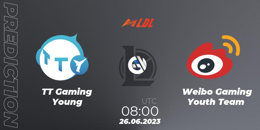 Prognoza TT Gaming Young - Weibo Gaming Youth Team. 26.06.2023 at 08:55, LoL, LDL 2023 - Regular Season - Stage 3