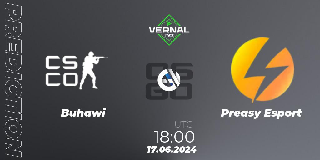 Prognoza Buhawi - Preasy Esport. 17.06.2024 at 18:00, Counter-Strike (CS2), ITES Vernal