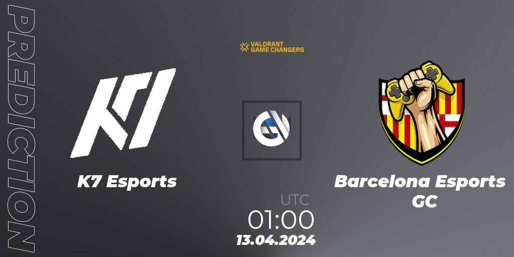 Prognoza K7 Esports - Barcelona Esports GC. 13.04.2024 at 01:00, VALORANT, VCT 2024: Game Changers LAN - Opening