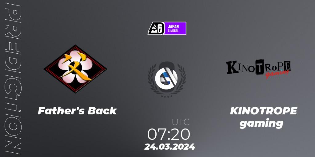 Prognoza Father's Back - KINOTROPE gaming. 24.03.2024 at 09:00, Rainbow Six, Japan League 2024 - Stage 1